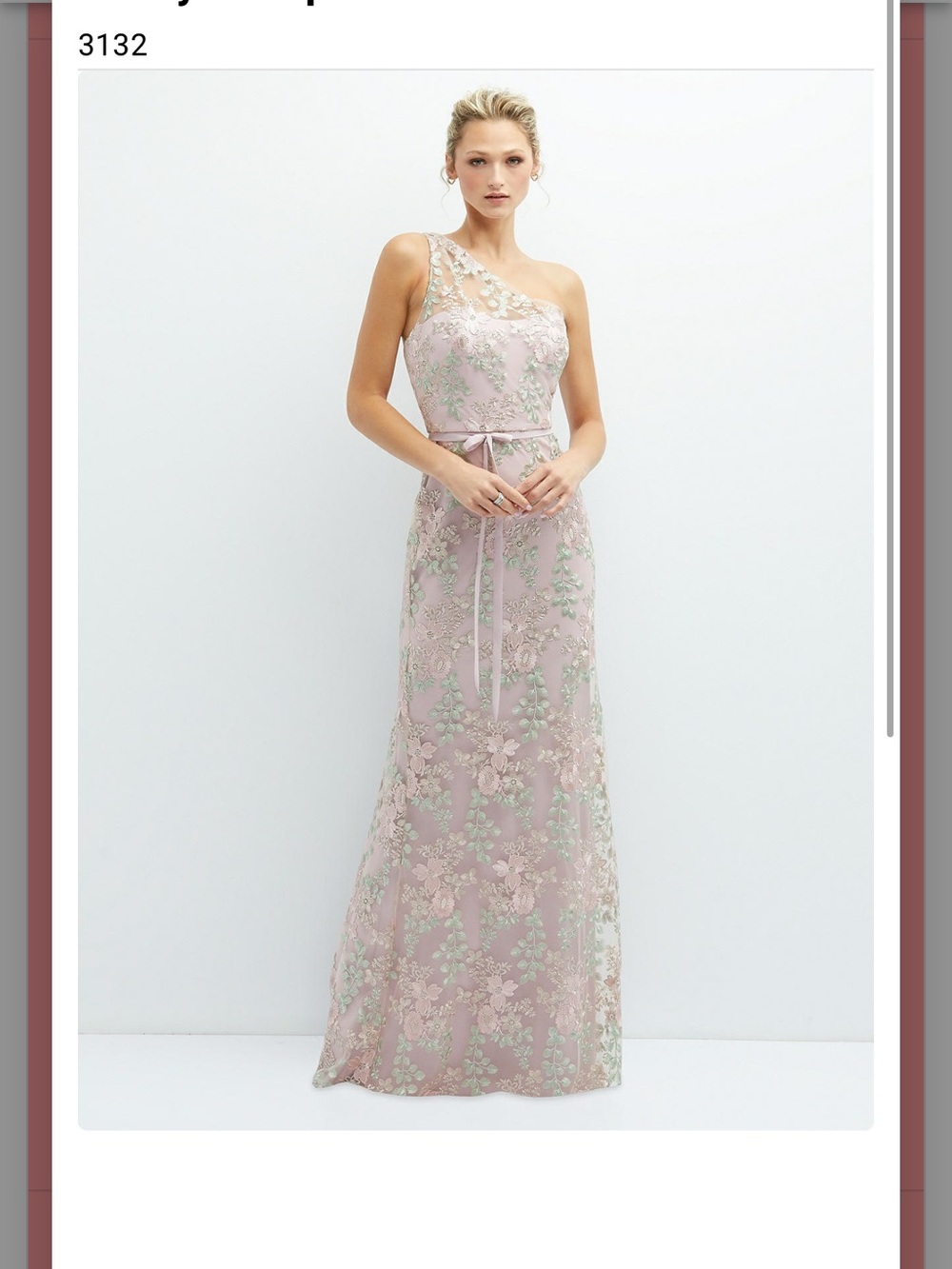 Dessy embroidered tulle one shoulder gown